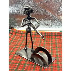 Nuts & Bolts Rifleman Business Card Holder Welded Scrap Metal Industrial Art